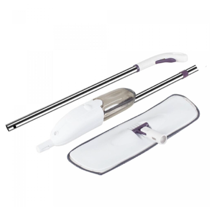 Mop Plat Spray Pentru Podea cu Pulverizator de Apa SUPER TRENDS®, Cap Rotativ, Maner lung 1.25 m, Alb + 3 REZERVE CADOU [2]