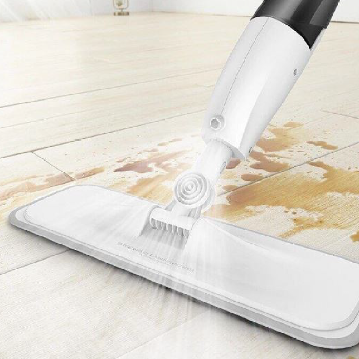 Mop Plat Spray Pentru Podea cu Pulverizator de Apa SUPER TRENDS®, Cap Rotativ, Maner lung 1.25 m, Alb + 3 REZERVE CADOU [5]
