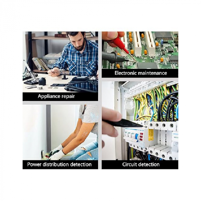 Multimetru Digital Portabil Profesional SUPER TRENDS®, Afisaj LCD, Voltmetru AC/DC Pentru Masurarea Tensiunii, Curentului, Rezistentei, Testarii Continuitatii si Sondelor, Galben-Negru [8]
