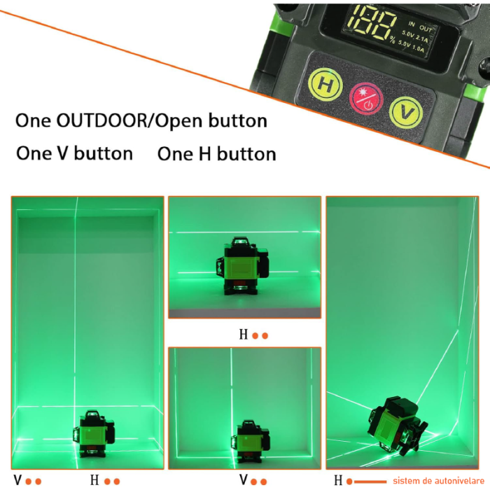 Nivela Laser 4D SUPER TRENDS®, 16 Linii, Auto-Nivelare, Portabila, Trepied, 2 Acumulatori, Negru-Verde [6]