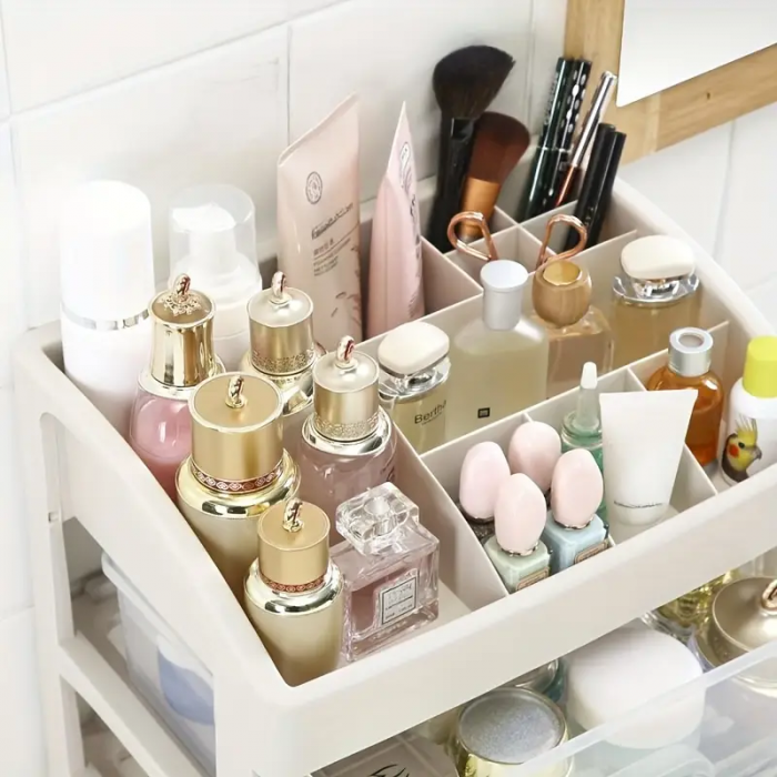 Organizator de Produse Cosmetice Premium SUPER TRENDS®, 27x23x17 cm, Plastic ABS, 3 Sertare, Transparent [6]