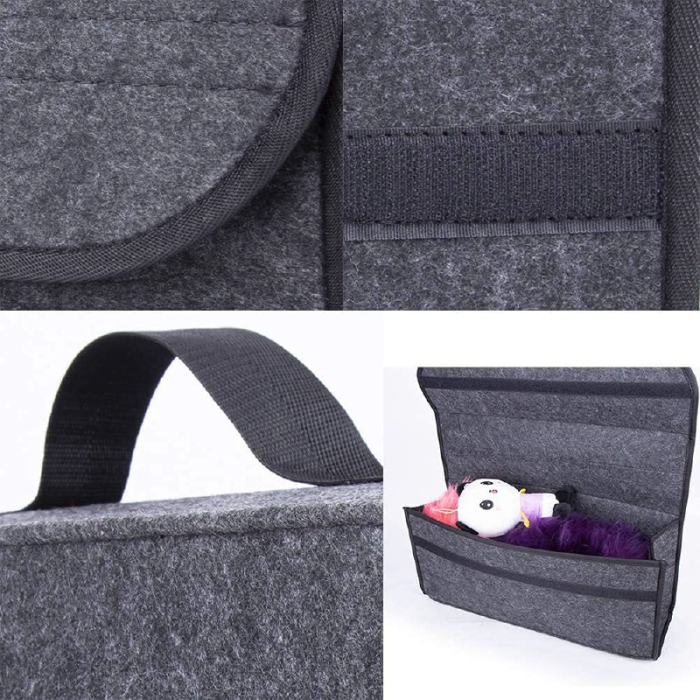 Organizator Portbagaj Auto SUPER TRENDS®, Geanta de Depozitare Pliabila Din Fetru, Gri, 50 x 17 x 24 cm [4]