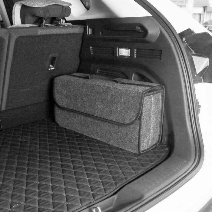 Organizator Portbagaj Auto SUPER TRENDS®, Geanta de Depozitare Pliabila Din Fetru, Gri, 50 x 17 x 24 cm [5]