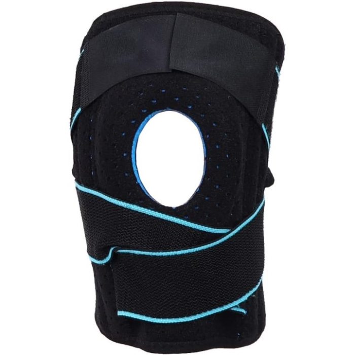 Orteza Genunchi Super Trends® Flexibila Cu Suport Patelara, Orteza De Genunchi Mobila Reglabila, Orteza Mobila Genunchi Cu Bretele De Compresie, Orteza Genunchi Pentru Sustinere Si Recuperare, Orteza Patelara Negru Albastru, Marime Universala [11]