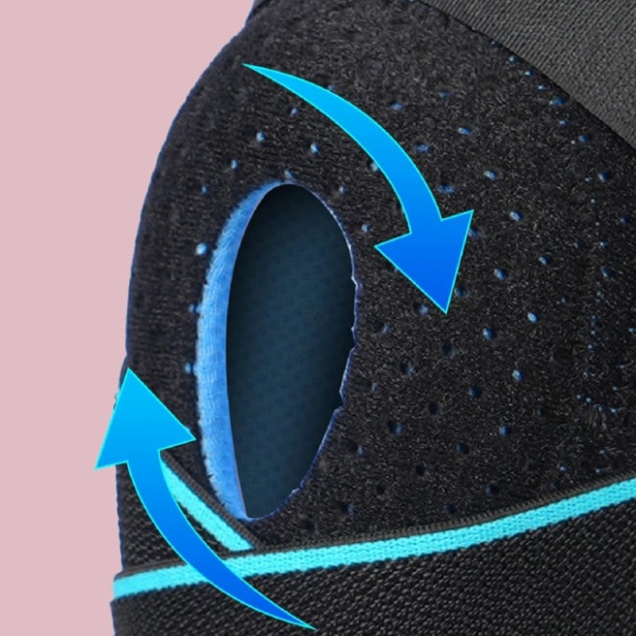 Orteza Genunchi Super Trends® Flexibila Cu Suport Patelara, Orteza De Genunchi Mobila Reglabila, Orteza Mobila Genunchi Cu Bretele De Compresie, Orteza Genunchi Pentru Sustinere Si Recuperare, Orteza Patelara Negru Albastru, Marime Universala [8]
