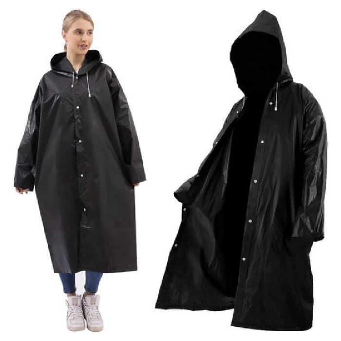 Pelerina de Ploaie Impermeabila cu Gluga Fixa SUPER TRENDS®, Marime Universala, Neagra [6]