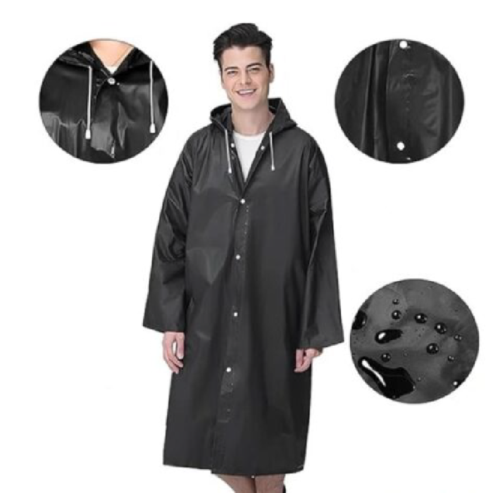 Pelerina de Ploaie Impermeabila cu Gluga Fixa SUPER TRENDS®, Marime Universala, Neagra [5]