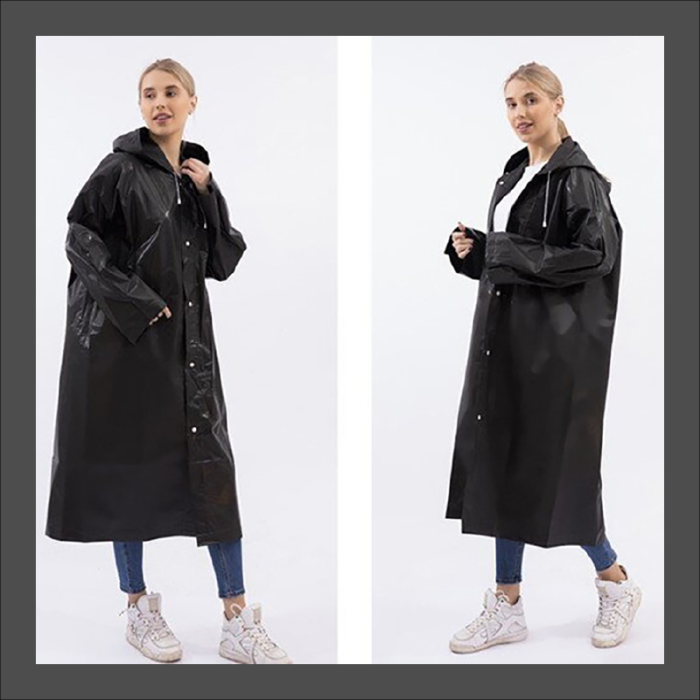 Pelerina de Ploaie Impermeabila cu Gluga Fixa SUPER TRENDS®, Marime Universala, Neagra [13]