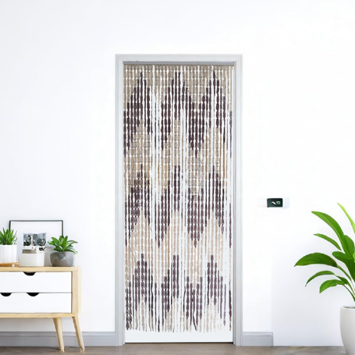 Perdea Anti-Insecte SUPER TRENDS®, cu Bara de Prindere, 90 x 200 cm, Decorativa, Pentru Interior si Exterior, Maro-Bej [4]