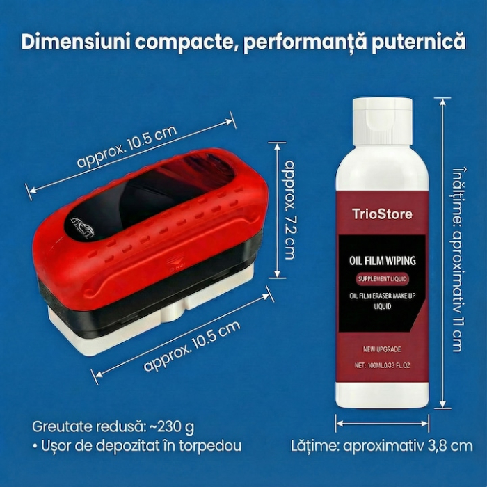 Perie Curatare Geamuri Auto SUPER TRENDS®, Perie Curatare Parbriz Auto Cu Rezervor Detergent Si Rezerva Inclusa, Perie Curatare Geamuri Auto Pentru Degresare Ulei Si Murdarie, Perie Curatare Parbriz A [8]