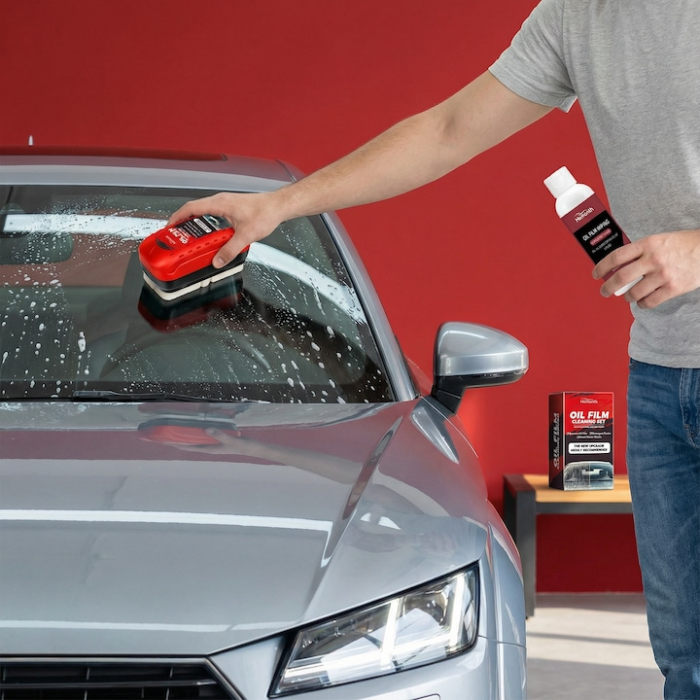 Perie Curatare Geamuri Auto SUPER TRENDS®, Perie Curatare Parbriz Auto Cu Rezervor Detergent Si Rezerva Inclusa, Perie Curatare Geamuri Auto Pentru Degresare Ulei Si Murdarie, Perie Curatare Parbriz A [10]