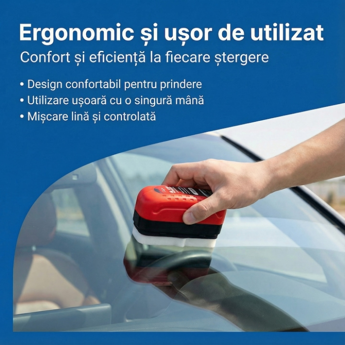 Perie Curatare Geamuri Auto SUPER TRENDS®, Perie Curatare Parbriz Auto Cu Rezervor Detergent Si Rezerva Inclusa, Perie Curatare Geamuri Auto Pentru Degresare Ulei Si Murdarie, Perie Curatare Parbriz A [7]