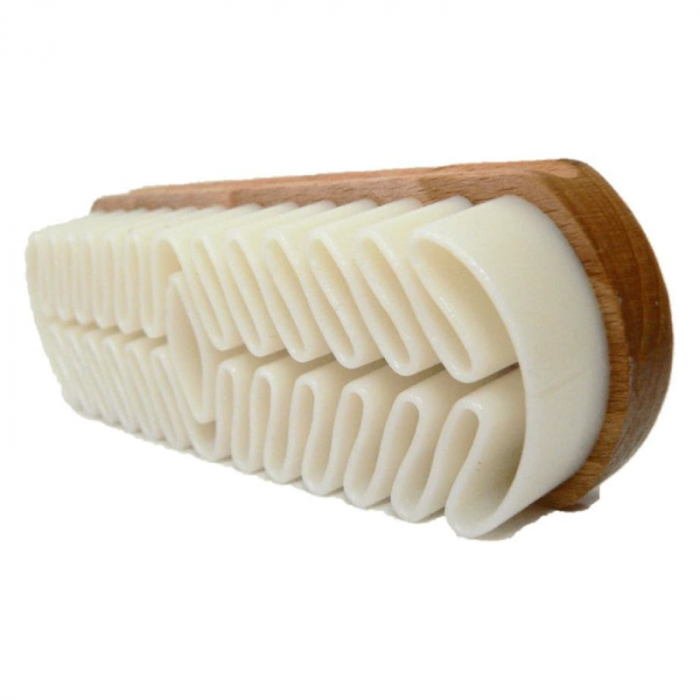 Perie Pentru Curatat Pantofi Din Piele Intoarsa Premium SUPER TRENDS®, Din Lemn si Cauciuc, 12.8 x 4.3 x 3 cm, Maro - Alb [2]