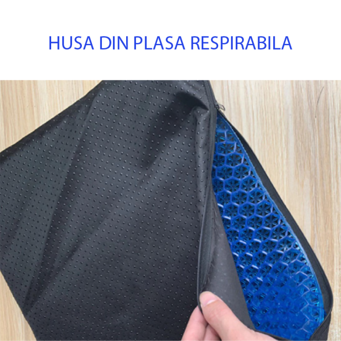 Perna Ortopedica cu Gel Pentru Scaune SUPER TRENDS®, cu Memorie, Pozitie Corecta, Ergonomica, Antiderapanta, Previne si Amelioreaza Durerea, Are Husa, 38x32x3,5 cm [9]