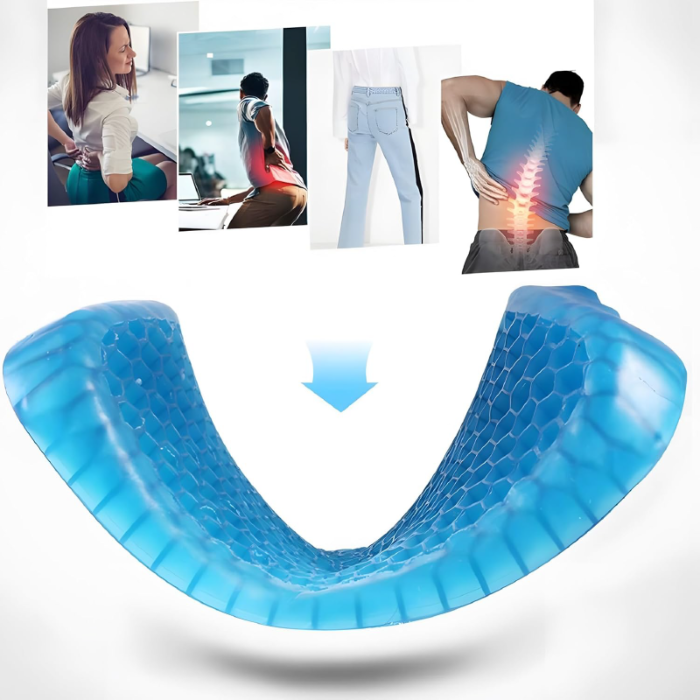 Perna Ortopedica cu Gel Pentru Scaune SUPER TRENDS®, cu Memorie, Pozitie Corecta, Ergonomica, Antiderapanta, Previne si Amelioreaza Durerea, Are Husa, 38x32x3,5 cm [3]