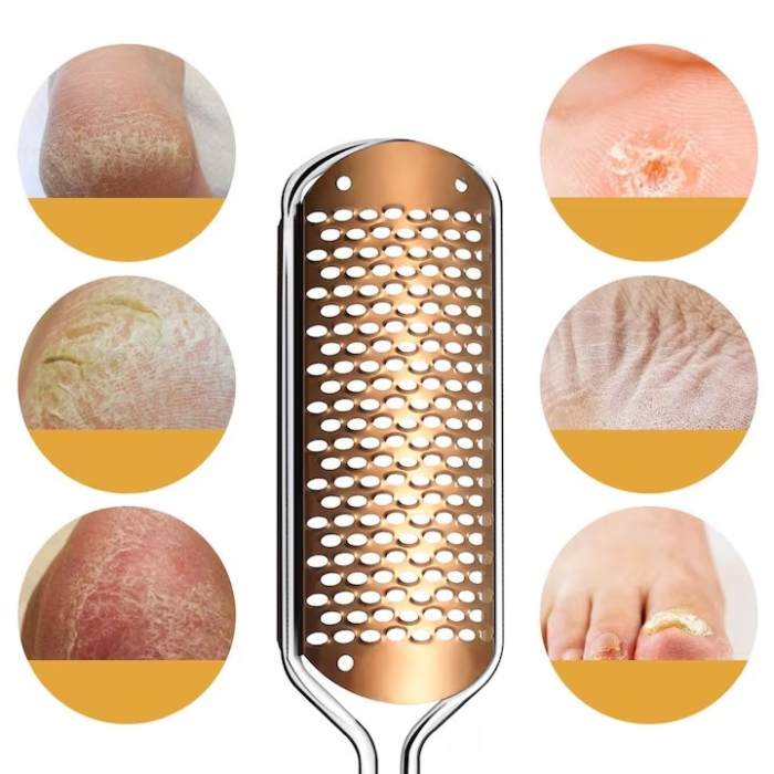 Pila Calcaie SUPER TRENDS® Profesionala Din Otel Inoxidabil Cu Maner Ergonomic Antialunecare, Pila Profesionala Cu Suprafata Dubla Pentru Indepartarea Pielii Ingrosate, Pila Calcaie Pentru Calcaie Uscate Si Aspra, Accesoriu Pedichiura Manual, 28 x 6 cm [9]