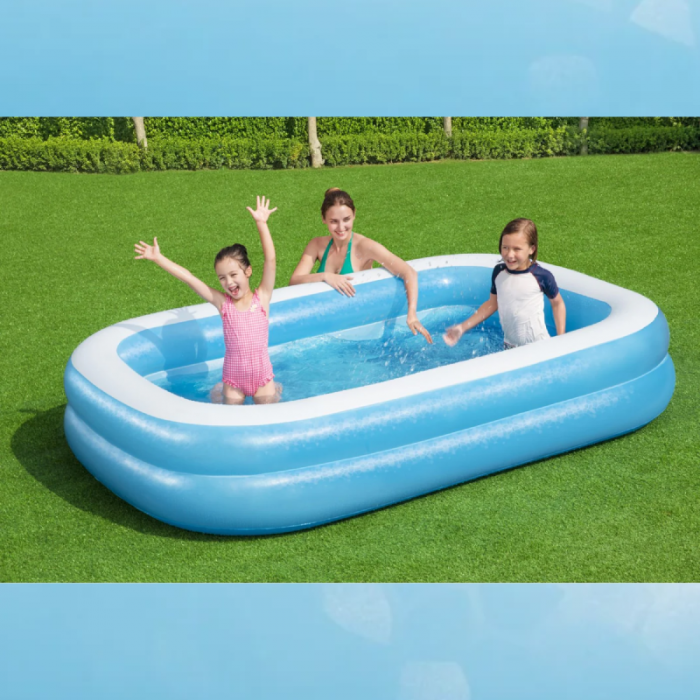 Piscina Gonflabila Premium SUPER TRENDS®, 201 x 150 x 51 cm, 2 Inele Family Pool XXL, Exterioara, Alb-Albastru [5]