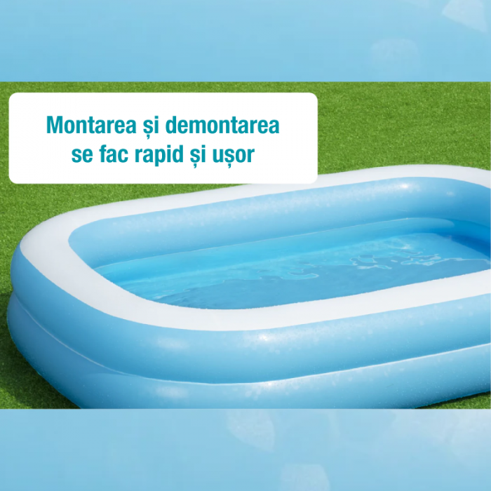 Piscina Gonflabila Premium SUPER TRENDS®, 201 x 150 x 51 cm, 2 Inele Family Pool XXL, Exterioara, Alb-Albastru [6]