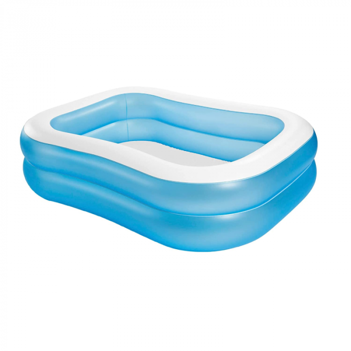 Piscina Gonflabila Premium SUPER TRENDS®, 201 x 150 x 51 cm, 2 Inele Family Pool XXL, Exterioara, Alb-Albastru [1]