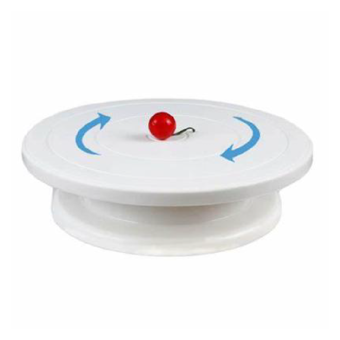 Platou Rotativ Pentru Ornare Tort sau Prajituri SUPER TRENDS®, Margine Antiderapanta Din Cauciuc, Diametru 28cm, Inaltime 7 cm, Alb [7]