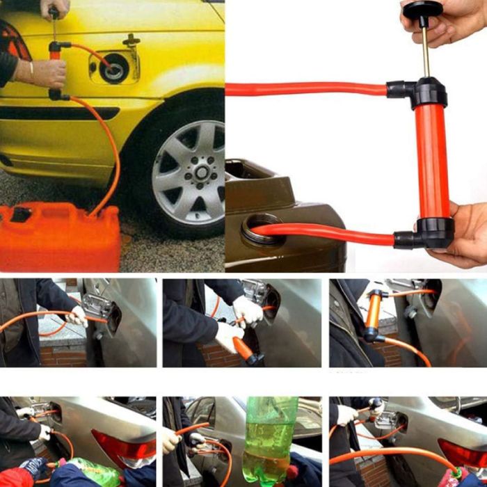 1 + 1 GRATIS Pompa Manuala Transfer Lichide, Aer, Profesionala SUPER TRENDS®, Rezistenta la Acizi si Baze, Plastic Gros, cu 2 Furtunuri, Rosu-Negru [5]