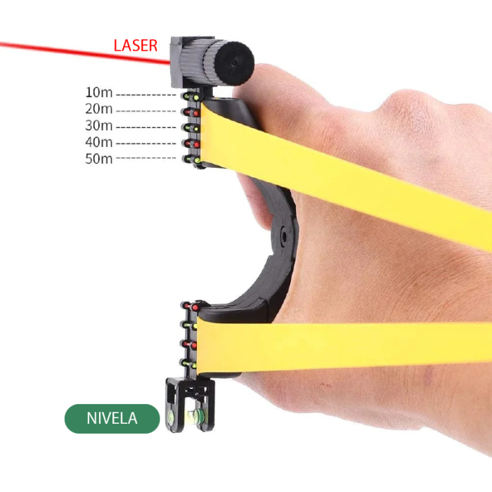 Prastie cu Lumina Laser SUPER TRENDS®, cu Benzi de Cauciuc, Boloboc, Pentru Vanatoare, Neagra [3]