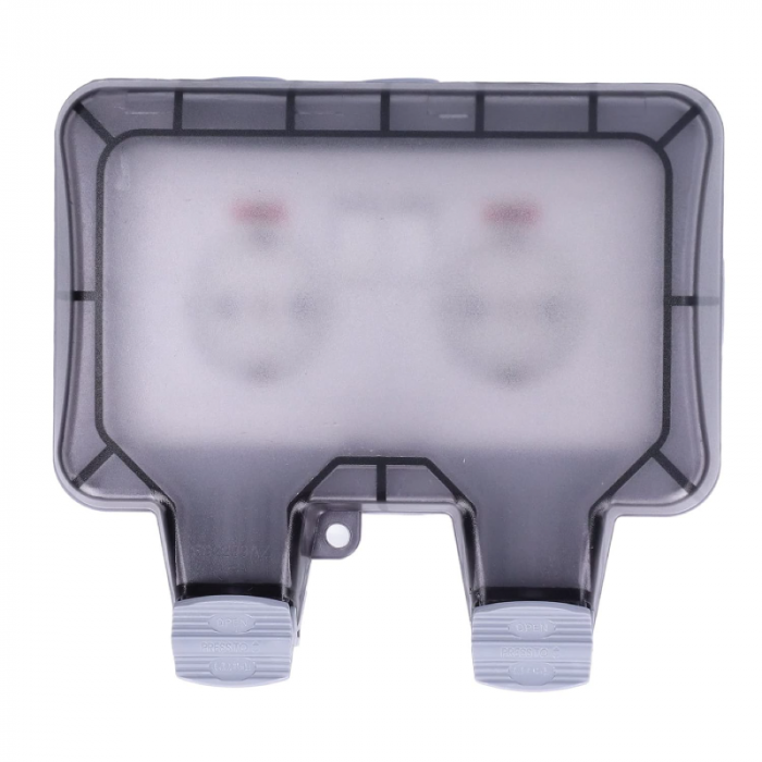 Priza Dubla de Exterior Profesionala SUPER TRENDS®, cu Intrerupatoare Individuale, Capac Rabatabil si Conector Cablu, IP66, Rezistenta la Apa si Praf, Pentru Bucatarie, Baie, Garaj, Gradina, Piscina, [3]
