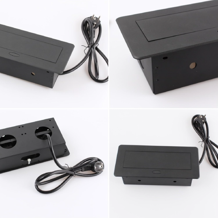 Priza Incastrabila in Blat SUPER TRENDS®, Schuko, 3 x 2P + E, 16A, 3600W, cablu 1.5 m, IP20, Negru [2]