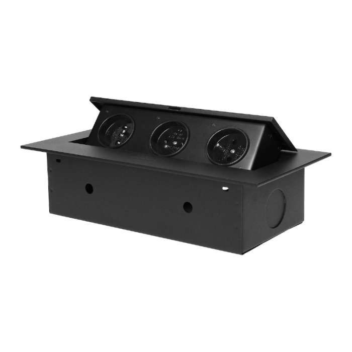 Priza Incastrabila in Blat SUPER TRENDS®, Schuko, 3 x 2P + E, 16A, 3600W, cablu 1.5 m, IP20, Negru [7]