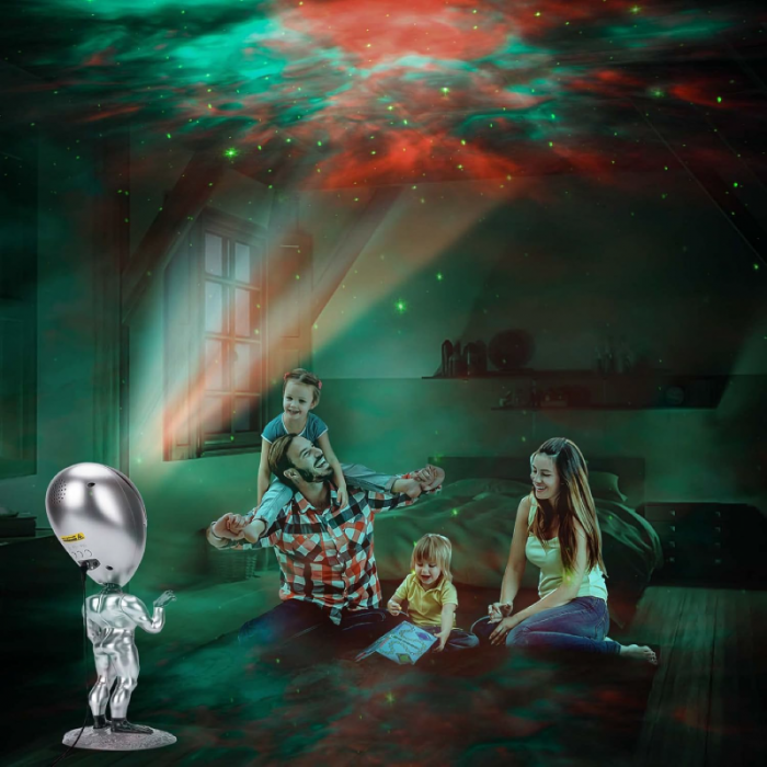 Proiector Stele Extraterestru pentru Copii Premium SUPER TRENDS®, Lampa LED cu Cer Instelat si Nebuloasa pe Tavan, Rotatie 360°, Telecomanda, Sistem de Dialog Vocal, Lumina de Noapte Pentru Copii, Arg [5]