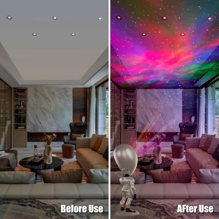 Proiector Stele Extraterestru pentru Copii Premium SUPER TRENDS®, Lampa LED cu Cer Instelat si Nebuloasa pe Tavan, Rotatie 360°, Telecomanda, Sistem de Dialog Vocal, Lumina de Noapte Pentru Copii, Arg [11]