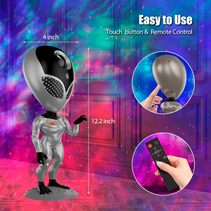 Proiector Stele Extraterestru pentru Copii Premium SUPER TRENDS®, Lampa LED cu Cer Instelat si Nebuloasa pe Tavan, Rotatie 360°, Telecomanda, Sistem de Dialog Vocal, Lumina de Noapte Pentru Copii, Arg [6]