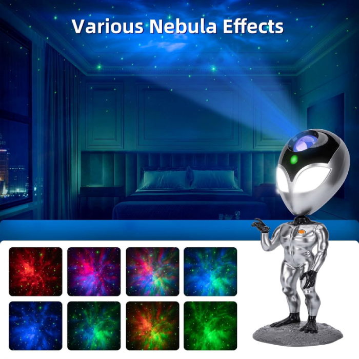 Proiector Stele Extraterestru pentru Copii Premium SUPER TRENDS®, Lampa LED cu Cer Instelat si Nebuloasa pe Tavan, Rotatie 360°, Telecomanda, Sistem de Dialog Vocal, Lumina de Noapte Pentru Copii, Arg [9]