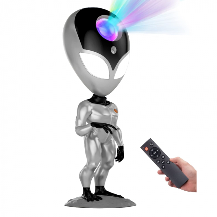 Proiector Stele Extraterestru pentru Copii Premium SUPER TRENDS®, Lampa LED cu Cer Instelat si Nebuloasa pe Tavan, Rotatie 360°, Telecomanda, Sistem de Dialog Vocal, Lumina de Noapte Pentru Copii, Arg [2]