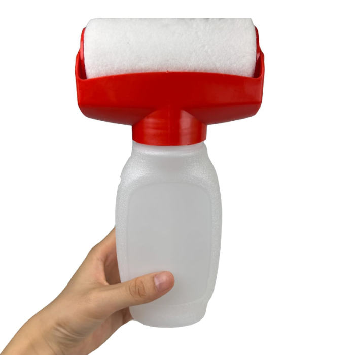 Rola de Vopsit Reincarcabila Premium SUPER TRENDS®, cu Recipient Integrat de 500 ML, Latime 10 CM, Pentru Retusuri, Pereti, Graffiti, Proiecte Artistice, Alb-Rosu + 1 CHIT REPARATII GRATIS [7]