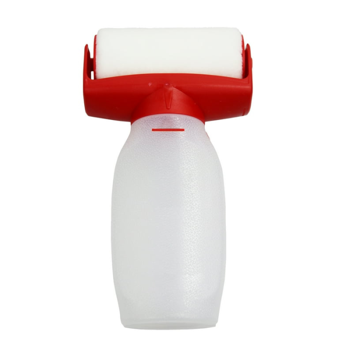 Rola de Vopsit Reincarcabila Premium SUPER TRENDS®, cu Recipient Integrat de 500 ML, Latime 10 CM, Pentru Retusuri, Pereti, Graffiti, Proiecte Artistice, Alb-Rosu + 1 CHIT REPARATII GRATIS [2]