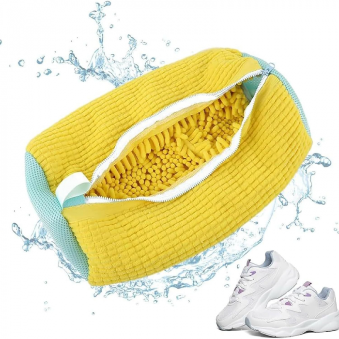 Sac Pentru Spalat Pantofi Sport in Masina de Spalat Premium SUPER TRENDS®, Reutilizabil, Din Poliester, cu Fermoar, 39 x 19 x 19 CM, Galben, Forma Dreptunghiulara [2]