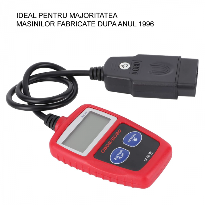 Scanner OBD2 Pentru Diagnoza Auto Profesional SUPER TRENDS®, Ecran LCD Iluminat, 12V, Compatibil Masini si Camioane, Rosu-Negru [7]