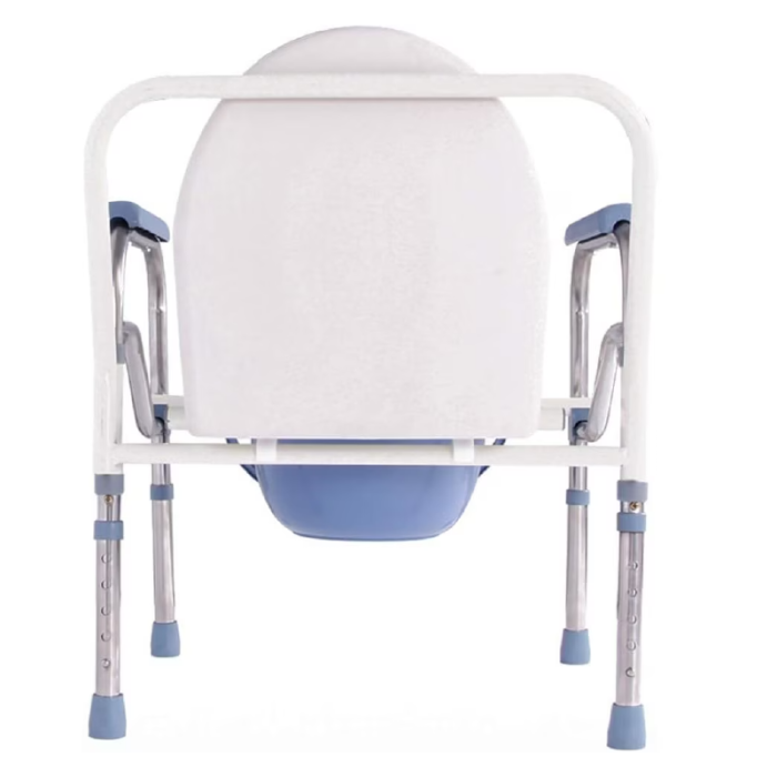 Scaun WC de Camera SUPER TRENDS, Pliabil, Inaltime Reglabila, Din Otel si Inox, Pentru Maxim 100 kg, Alb si Albastru [2]