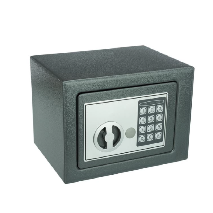 Seif metalic compact cu cifru electronic si cheie de siguranta SUPER TRENDS®, 230 x 170 x 170 mm, Gri Inchis [2]