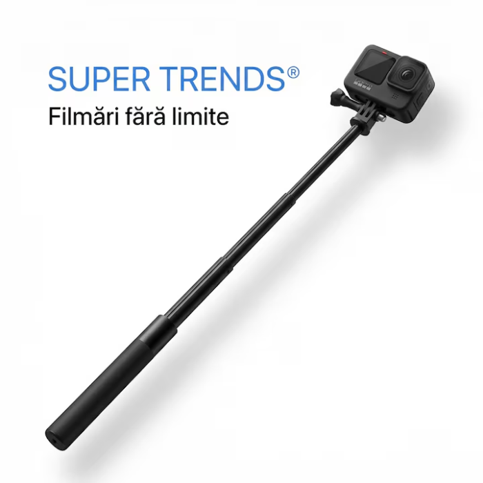 Selfie Stick Compatibil cu Insta 360 SUPER TRENDS® 70 cm Din Aliaj De Aluminiu, Selfie Stick Invizibil X3 X2 One X One R, Selfie Stick Aluminiu Profesional Cu Filet Standard, Suport Camera 360 Stabil Negru Obsidian Pentru Filmari 360° De Inalta Calitate [6]