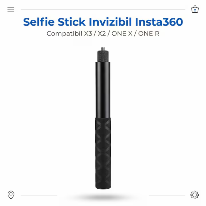 Selfie Stick Compatibil cu Insta 360 SUPER TRENDS® 70 cm Din Aliaj De Aluminiu, Selfie Stick Invizibil X3 X2 One X One R, Selfie Stick Aluminiu Profesional Cu Filet Standard, Suport Camera 360 Stabil Negru Obsidian Pentru Filmari 360° De Inalta Calitate [7]