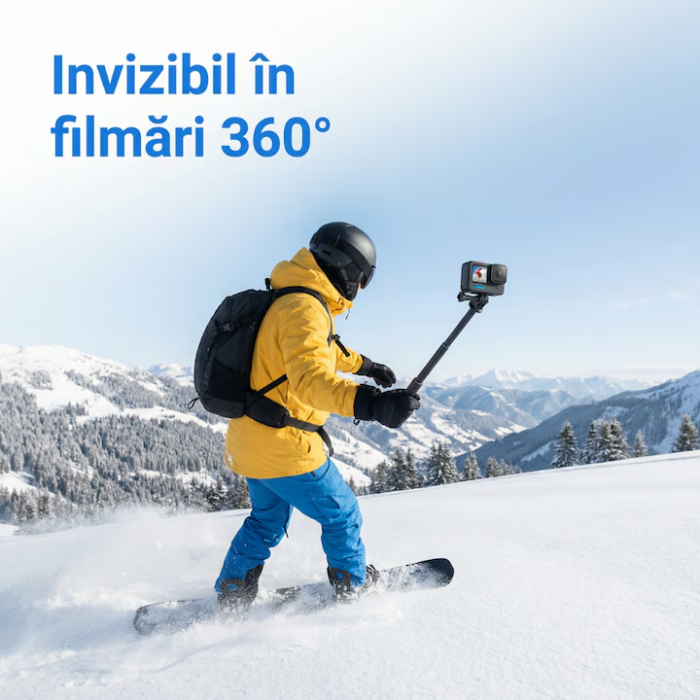 Selfie Stick Compatibil cu Insta 360 SUPER TRENDS® 70 cm Din Aliaj De Aluminiu, Selfie Stick Invizibil X3 X2 One X One R, Selfie Stick Aluminiu Profesional Cu Filet Standard, Suport Camera 360 Stabil Negru Obsidian Pentru Filmari 360° De Inalta Calitate [18]