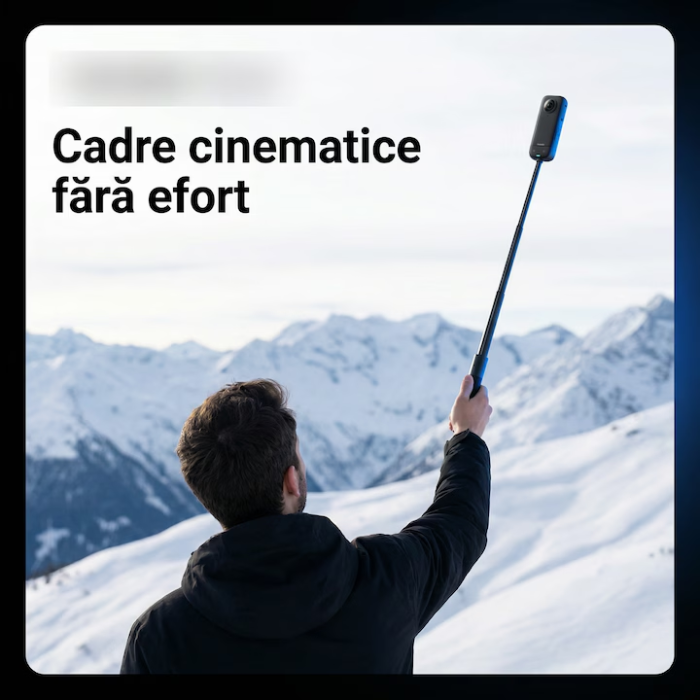 Selfie Stick Compatibil cu Insta360 Super Trends® 17-110 cm Din Aliaj De Aluminiu, Selfie Stick Invizibil, Compatibil cu X3 X2 One X One R, Selfie Stick Aluminiu Extensibil Cu Filet Standard, Suport Camera 360 Stabil Negru Mat, Filmari Profesionale 360° [12]