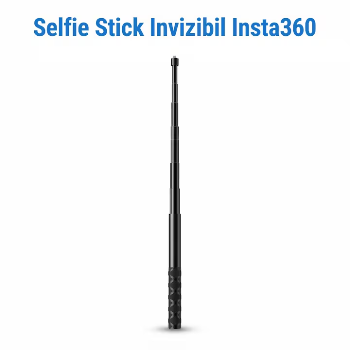Selfie Stick Invizibil Super Trends® 22.5-120 cm Din Aliaj De Aluminiu, Selfie Stick Insta360 Compatibil Cu X3 X2 One X One R, Selfie Stick Aluminiu Extensibil Cu Filet Standard, Suport Camera 360 Stabil Negru Lucios Pentru Filmari Profesionale [10]