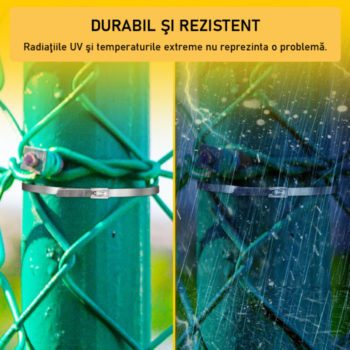 Set 100 Coliere din Inox (4,6 x 300 mm) SUPER TRENDS®, cu Foarfeca de Taiat, Galben, Argintiu [5]