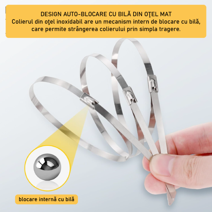 Set 100 Coliere din Inox (4,6 x 300 mm) SUPER TRENDS®, cu Foarfeca de Taiat, Galben, Argintiu [3]