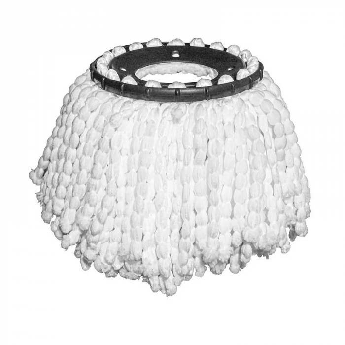 Set 2 Buc Cap Pentru Mop Premium SUPER TRENDS® Din Microfibra, Rezerva Universala, Alb, Diametru Interior 16 cm, Diametru Exterior 38 cm [6]
