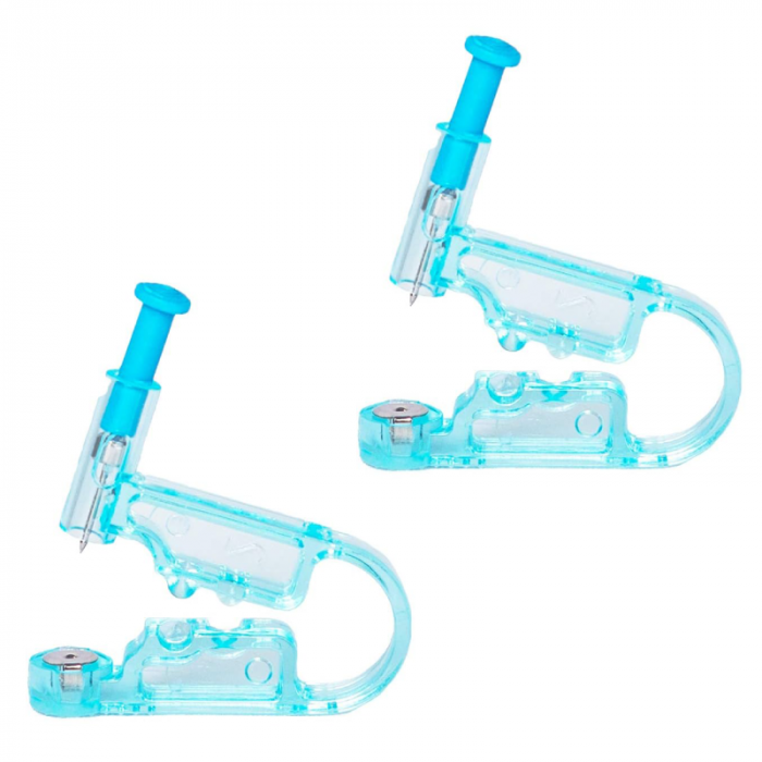 Set 2 Buc Dispozitiv Pentru Piercing Ureche Profesional SUPER TRENDS®, Steril, de Unica Folosinta, Albastru [1]