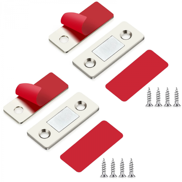 Set 2 Bucati Magneti Puternici Din Otel Inoxidabil Profesional SUPER TRENDS® Pentru Usi de Mobila, Usi Glisante, Bucatarie, Fereastra, Instalare: Autoadeziv Sau Suruburi [1]